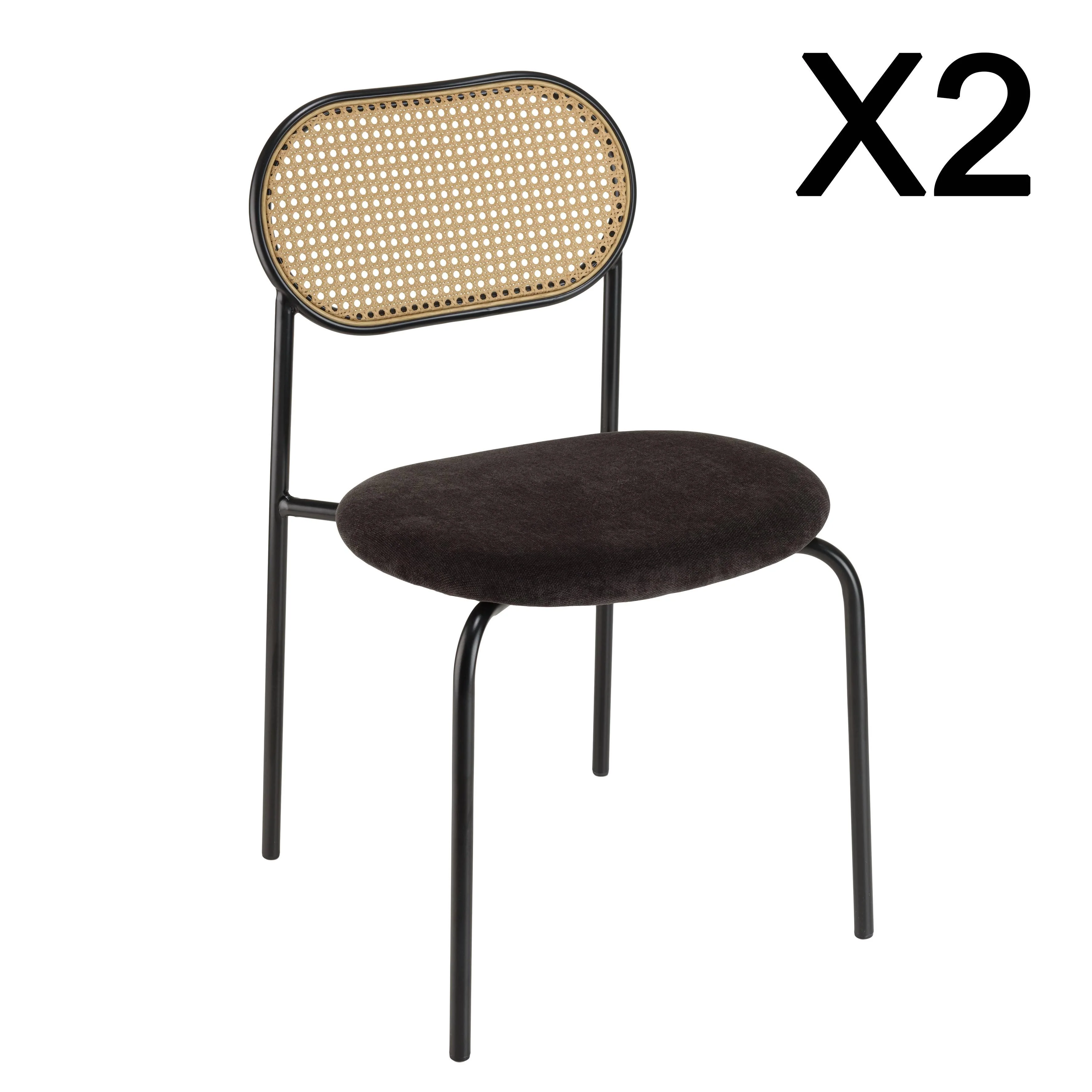 Set van 2 eetkamerstoelen Lea halve rugleuning