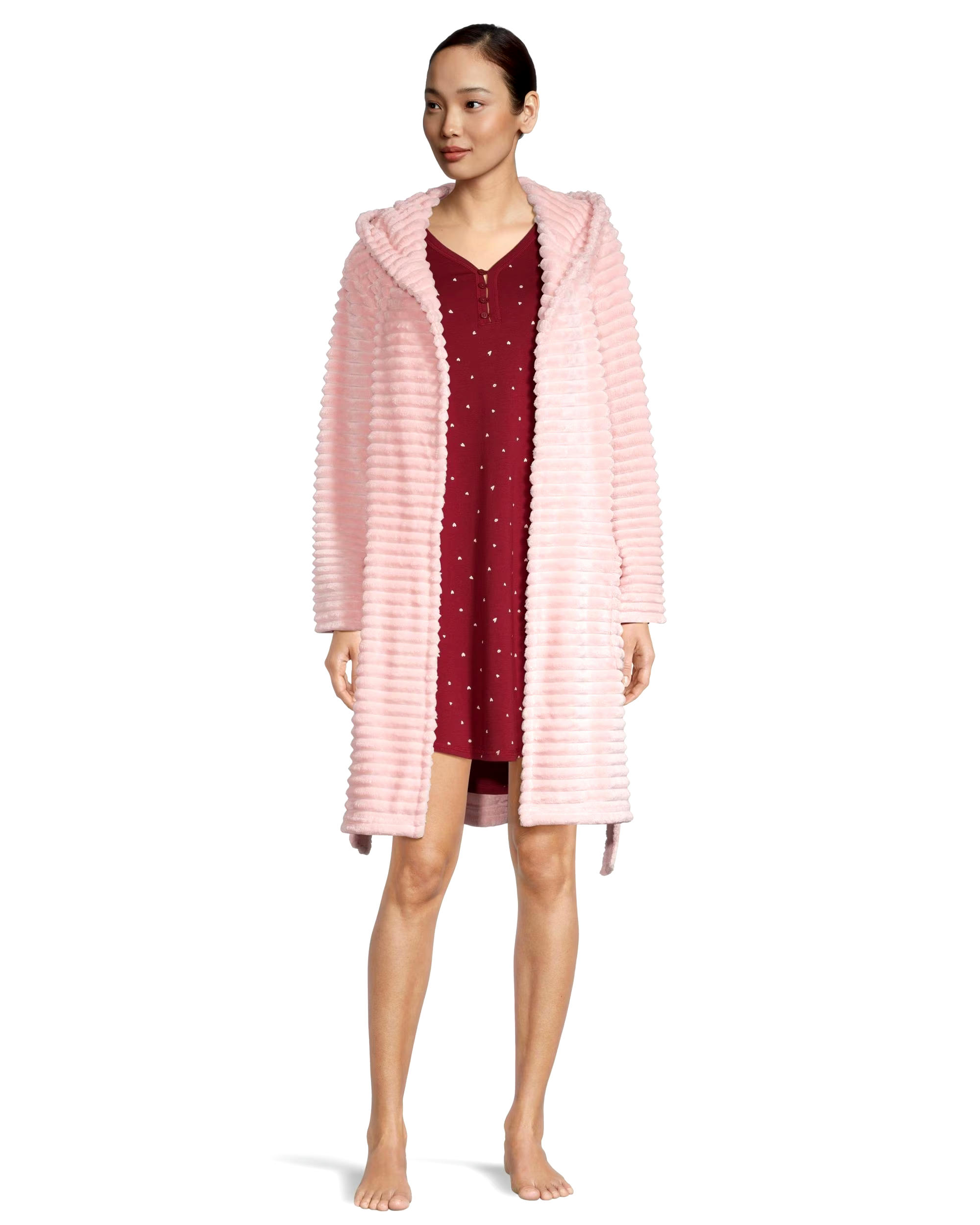 Denver Hayes Women's Short Cut Plush Velour Hooded Robe