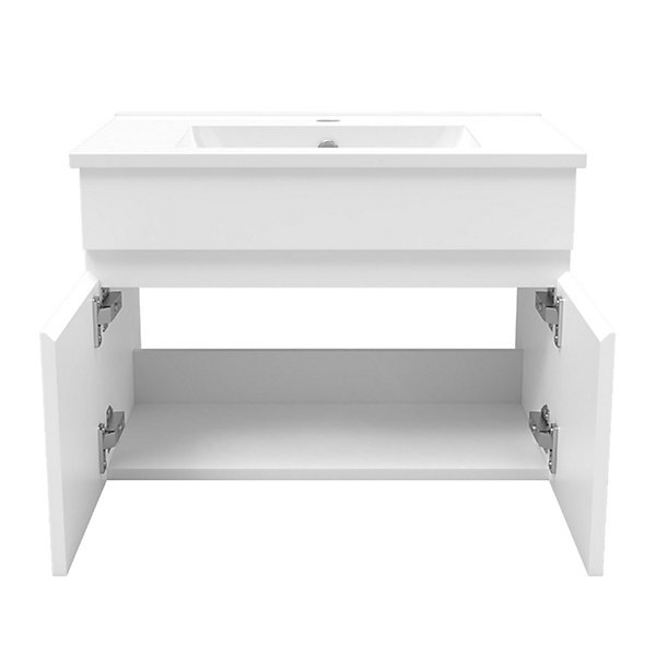 Meuble salle de bain simple vasque 60cm meuble   miroir Blanc