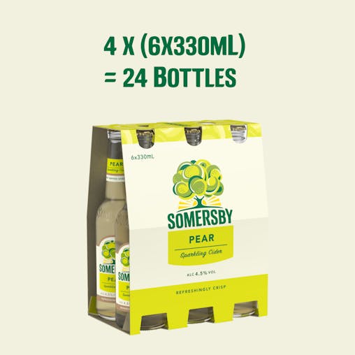 Somersby Pear Cider, Easy Drinking Sparkling Cider, 4.5% ABV, 330mL (Case of 24 Bottles)