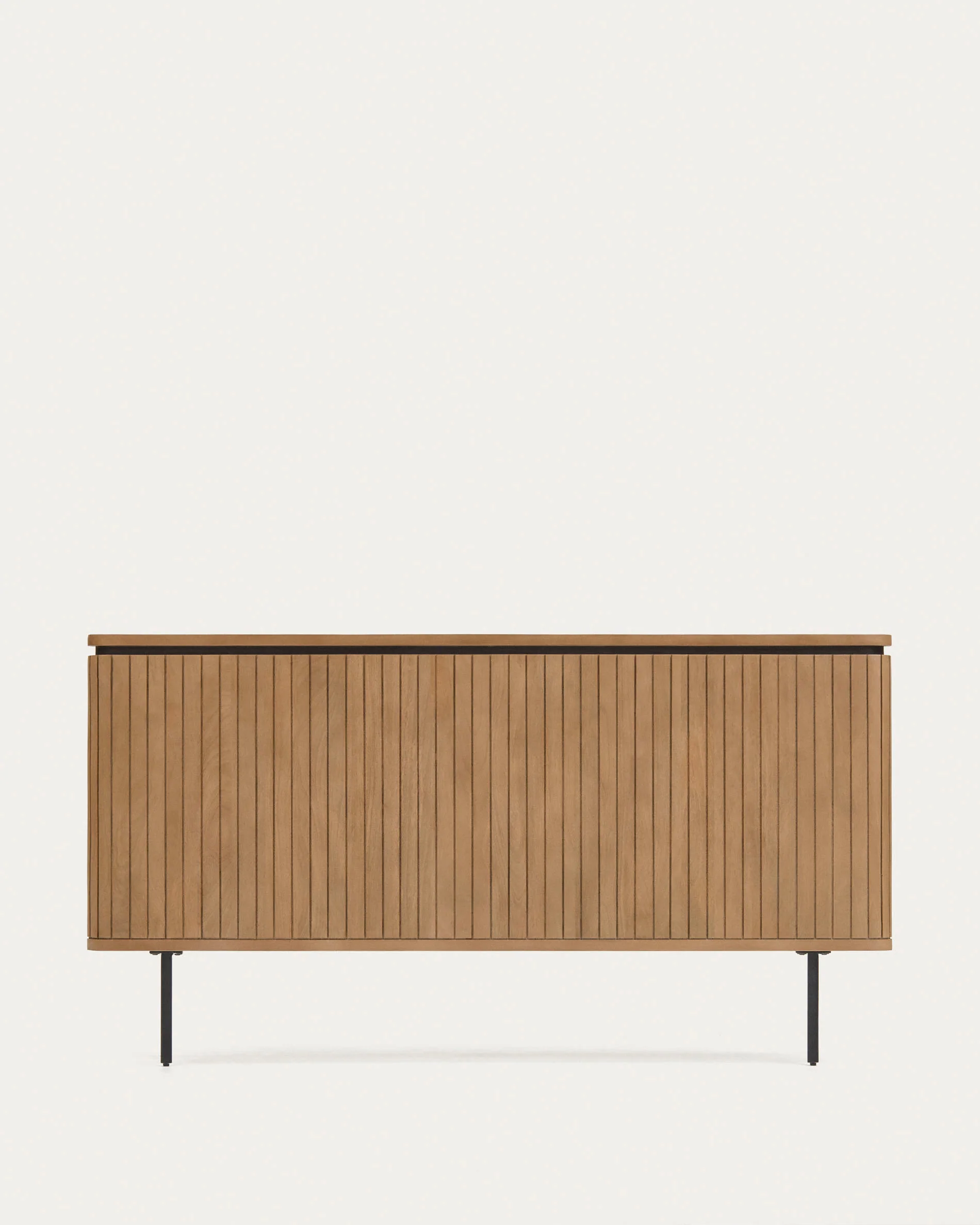 Licia solid mango wood and metal headboard with a black finish for a bed up to 180 cm