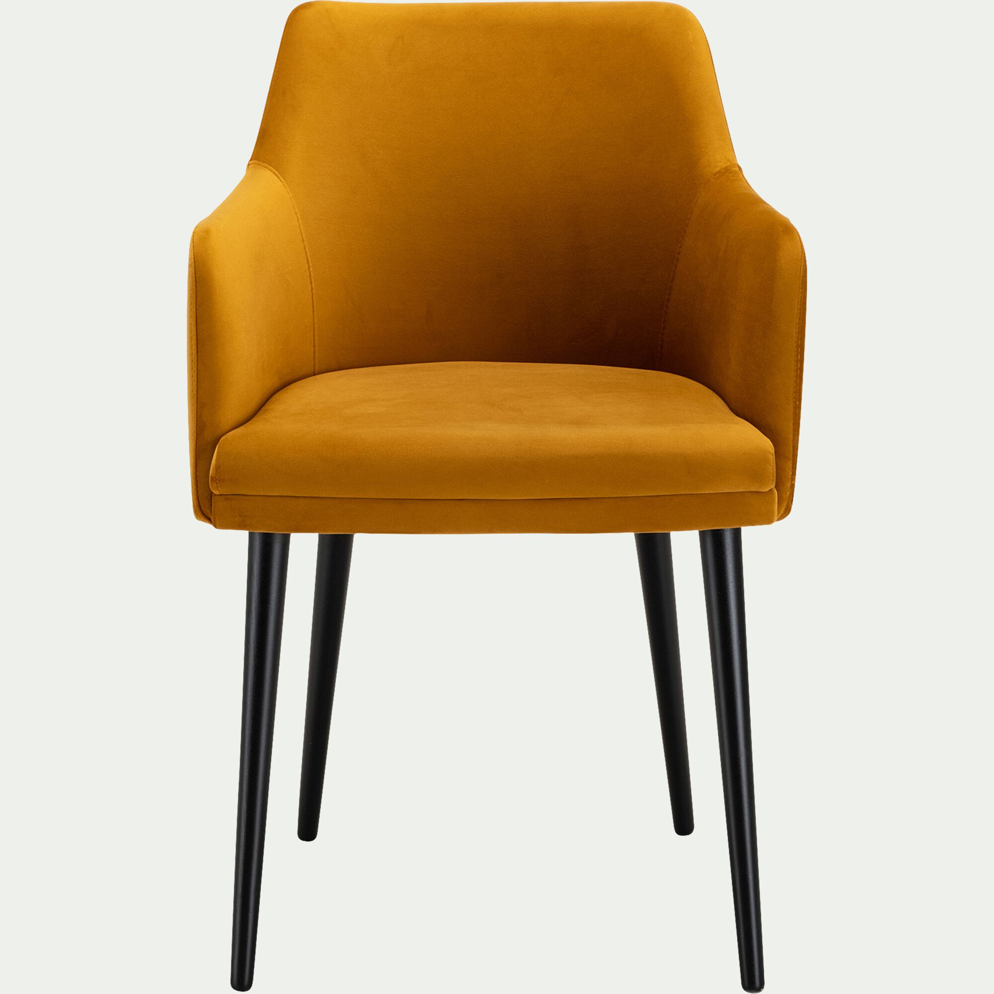 MANE - Chaise en tissu effet velours avec accoudoirs - jaune argan