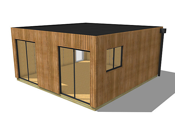 Bureau de jardin bois en bois 5,5 x 5,7 x 2,7 m avec plancher isolé