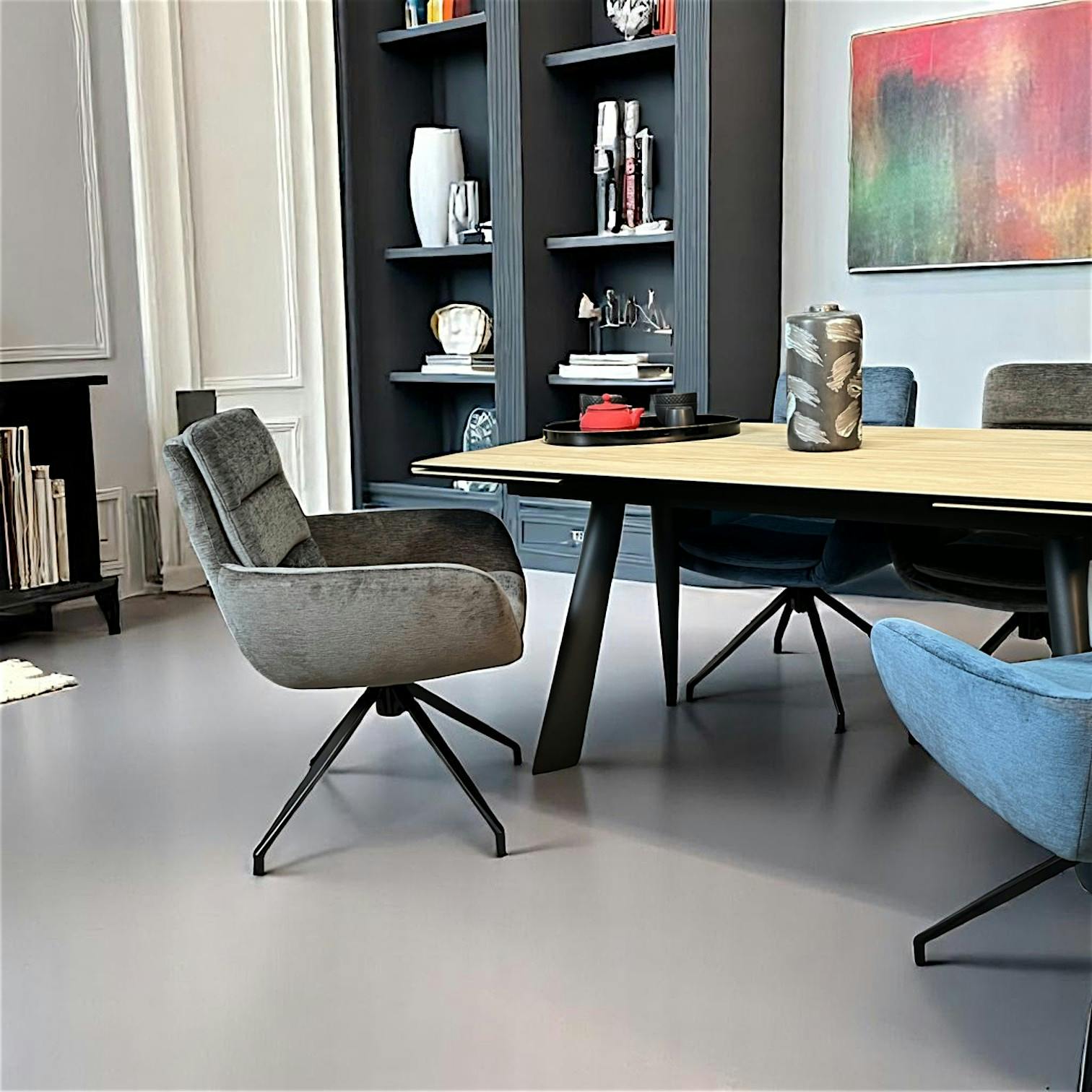 Fauteuil de table pivotant en velours gris (lot de 2) PALERME