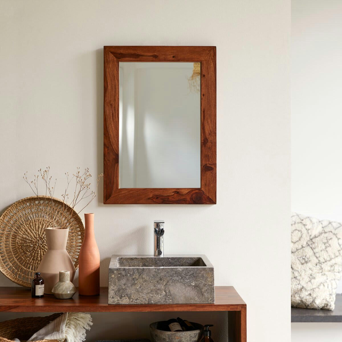 KWARTO - Miroir en palissandre 70x50 cm