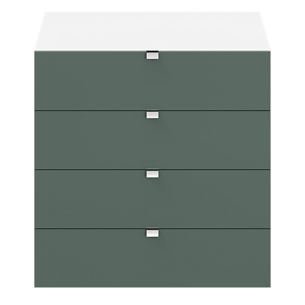 Commode vert forêt et blanc avec 4 tiroirs GoodHome Atomia H. 75 x L. 75 x P. 58 cm