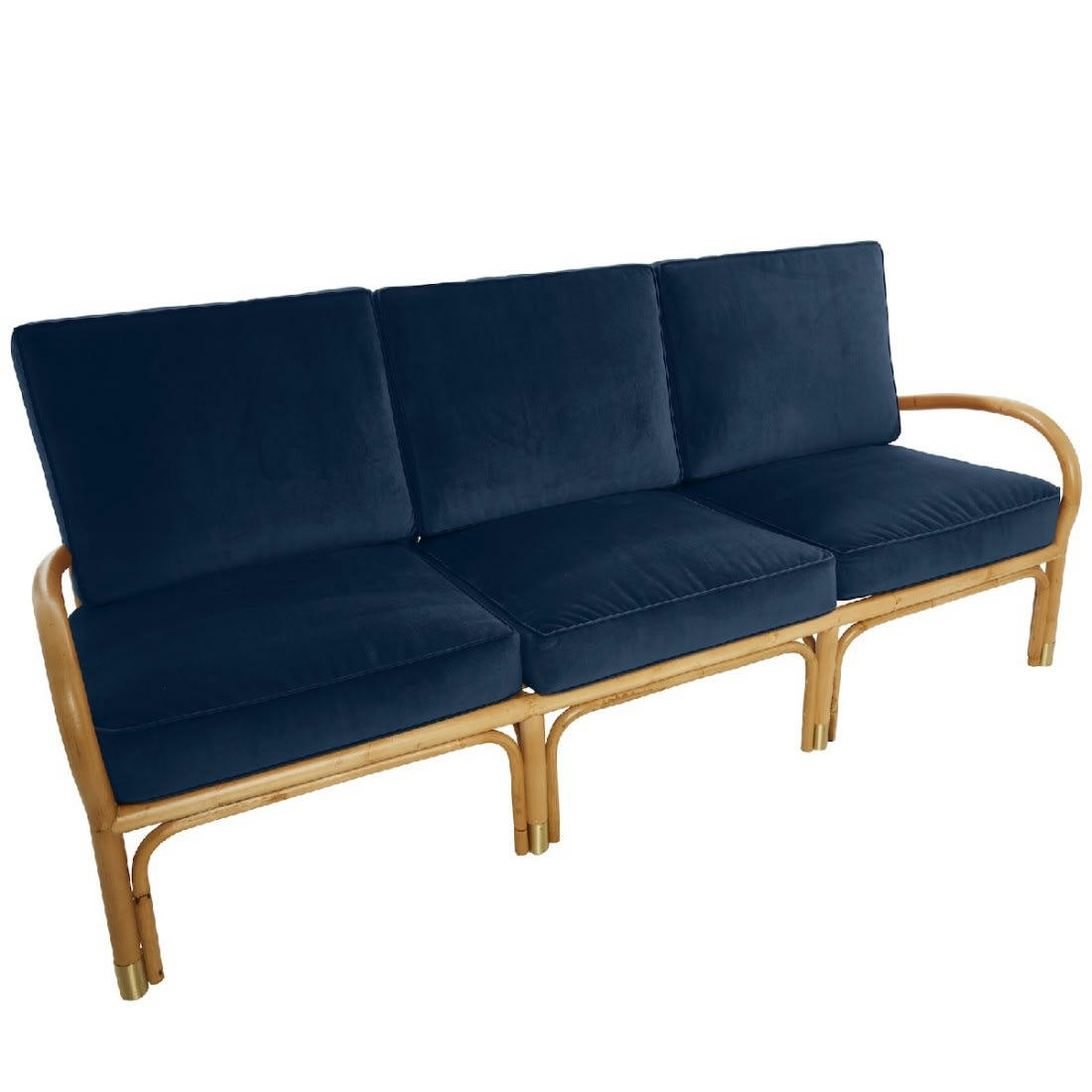 RIVIERA - Canapé 3 places rotin et velours