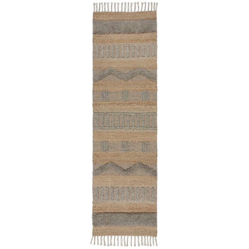 MEDINA - Tapis en jute à reliefs gris et beige 60 x 230