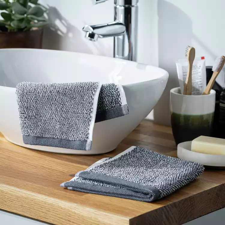 Habitat Marl 2 Pack Face Cloth - Black