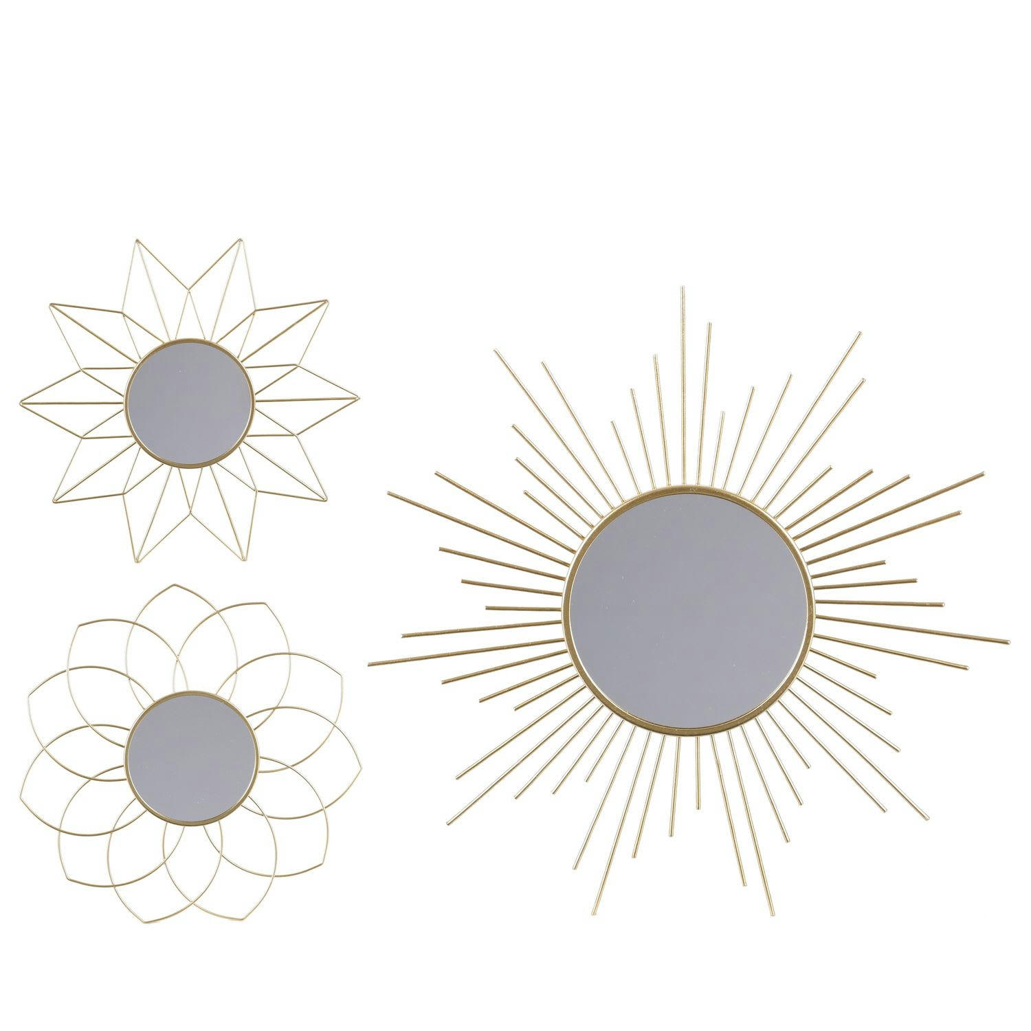 - Set de 3 miroirs gold doré