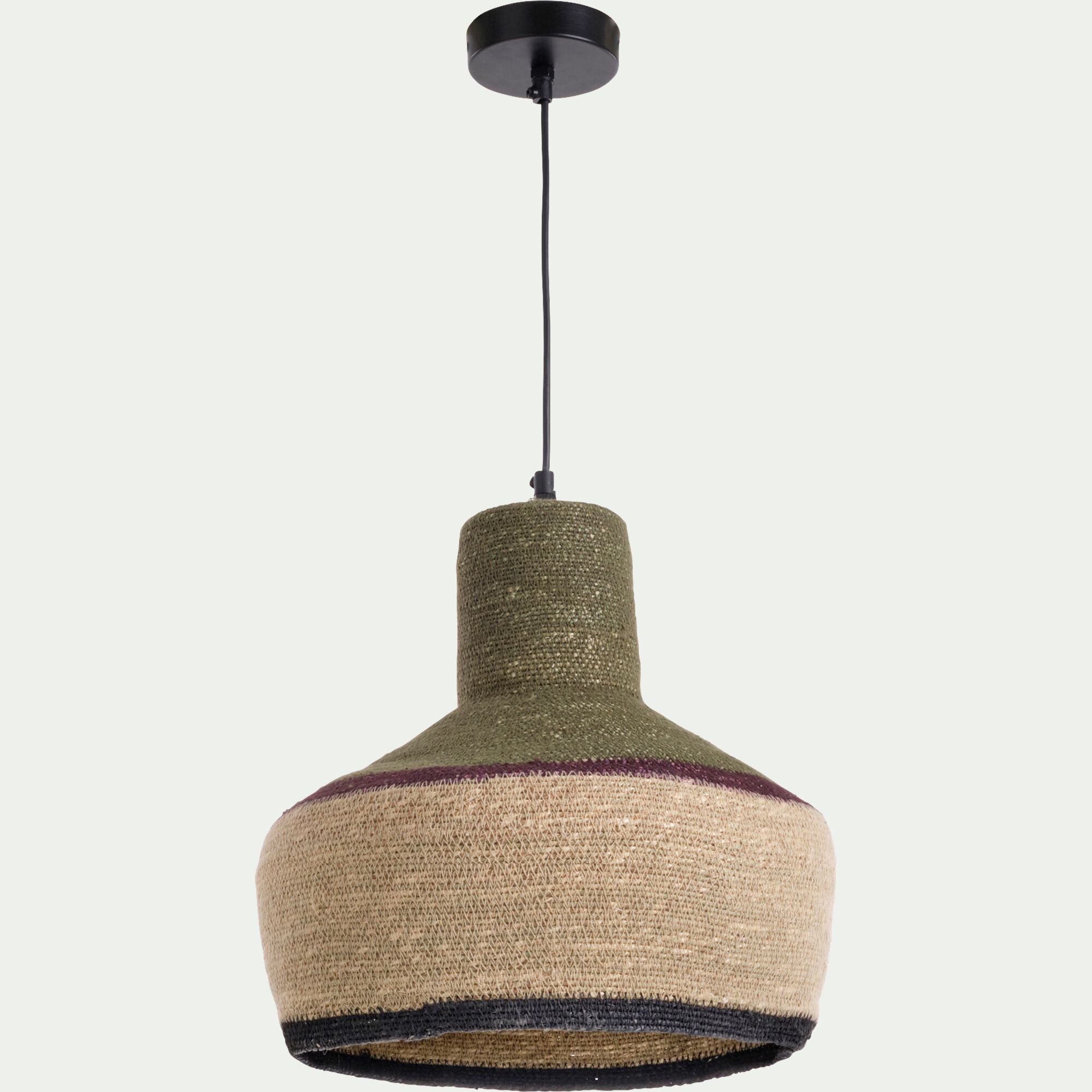 RUBIA - Suspension électrifiée en jonc de mer D30cm - naturel
