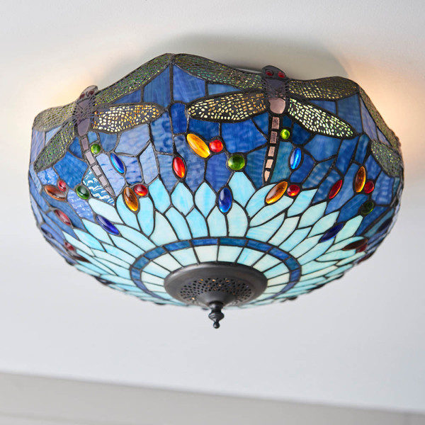 Plafon DRAGONFLY BLUE ważki multikolor 2xE27x20W IP20 Tiffany