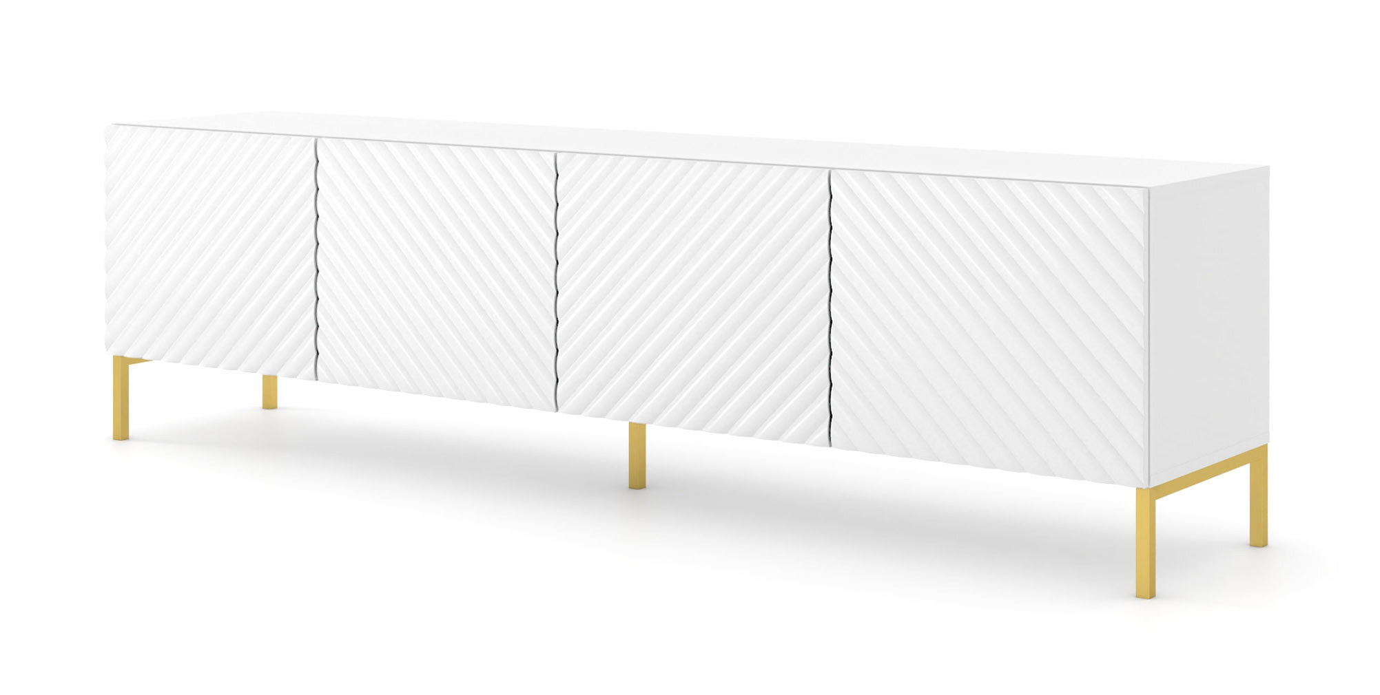 Szafka RTV SURF 200 cm 4D frez biały połysk