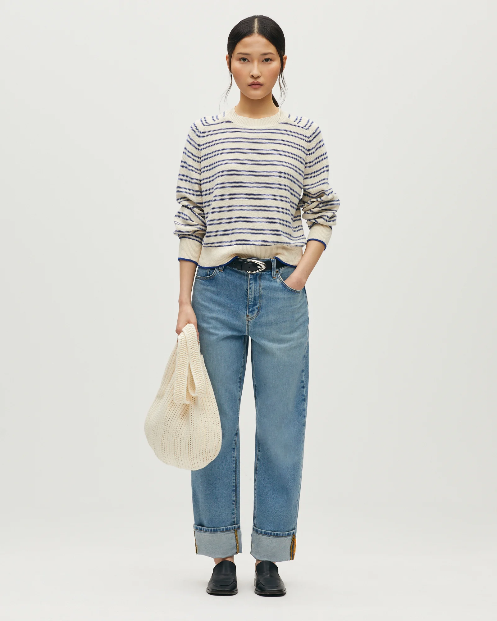 Pull marin col rond en lin