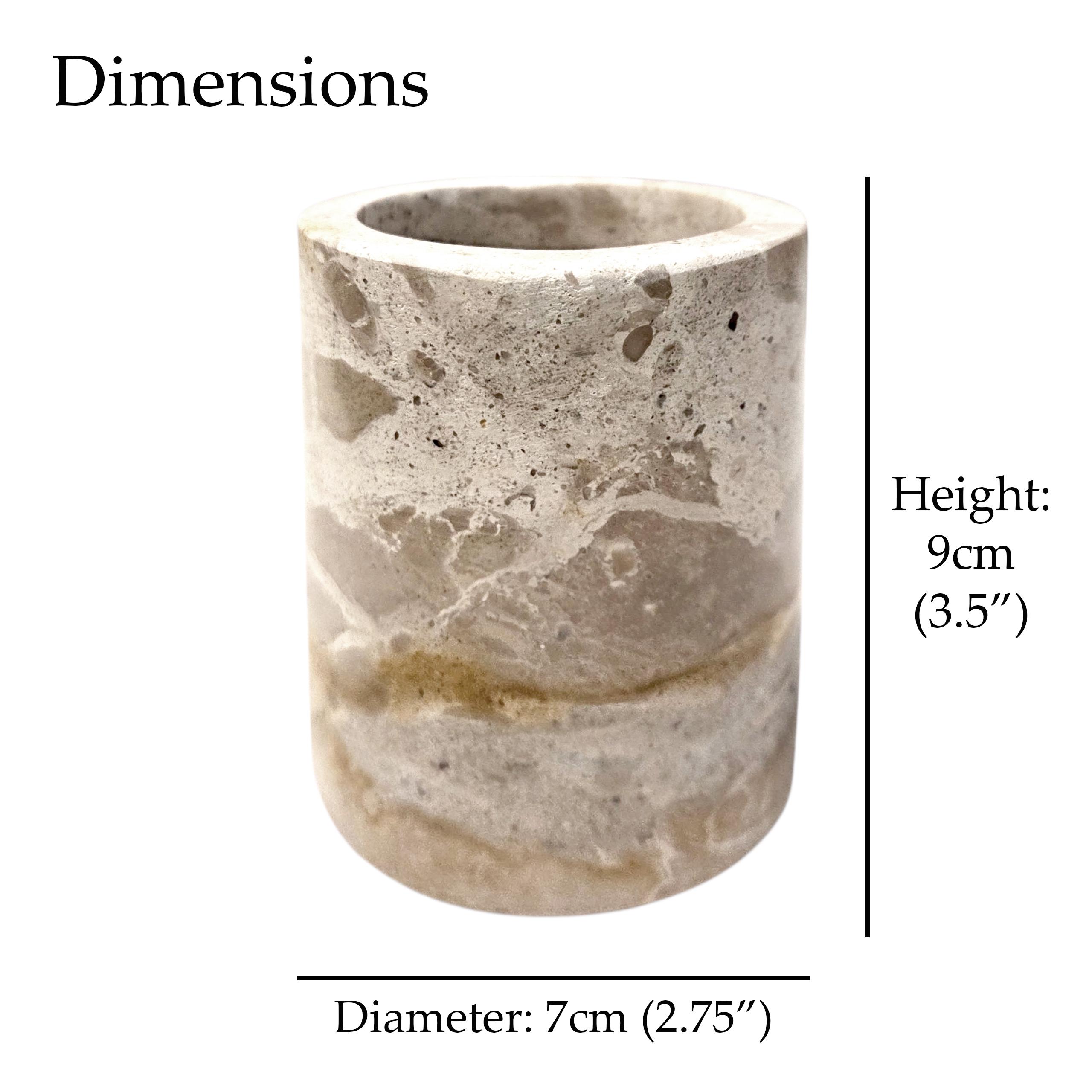 Beige Marble Toothbrush Mug | Natural Stone Pot | Makeup Brush Holder | Bathroom Organiser