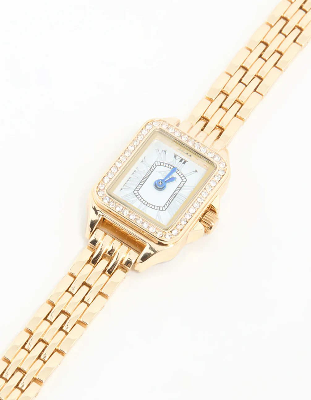 Gold Diamante Mini Rectangular Watch