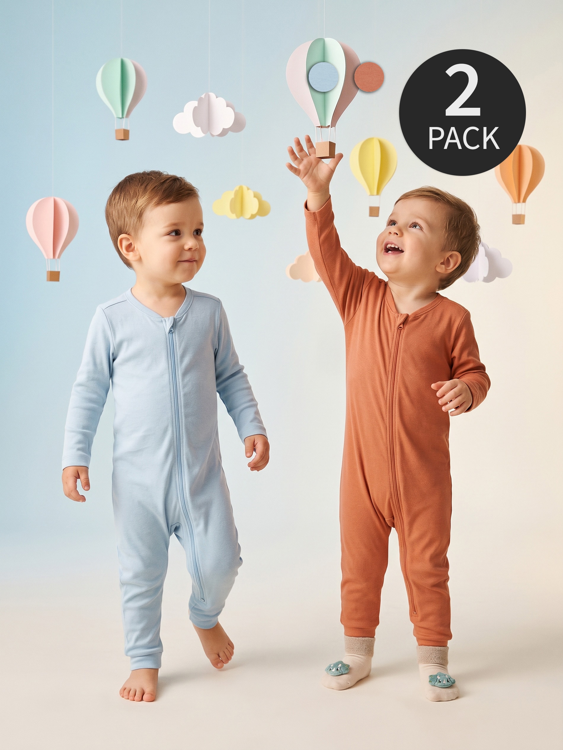 Zestaw pajacyków niemowlęcych zapinanych na suwak 2 pack