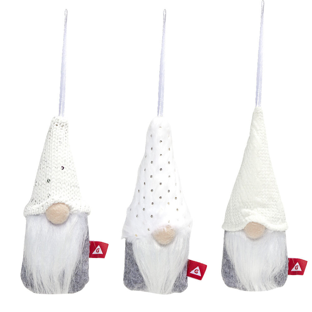 Décoration sapin de No&euml;l gnome x3 à suspendre (3 modèles)