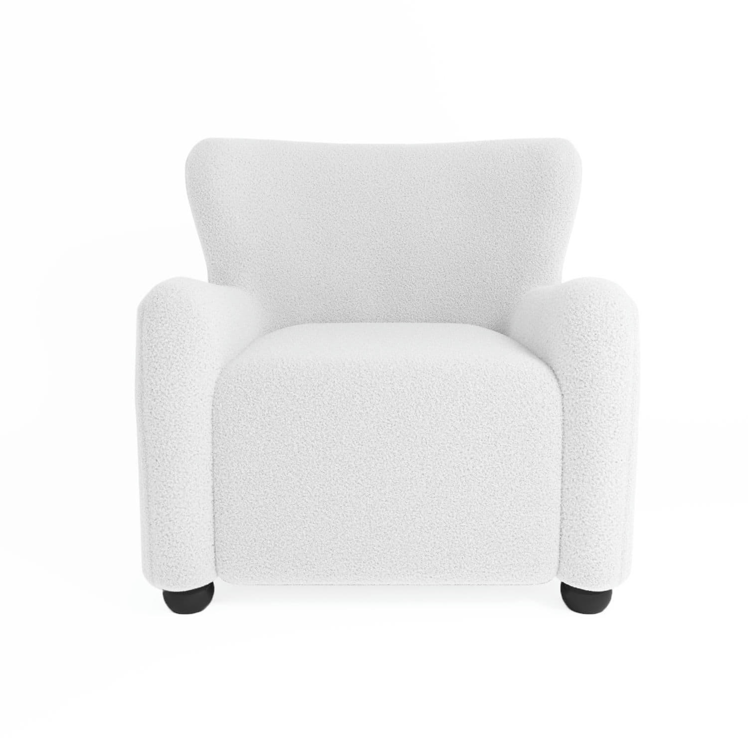 BRUNA - Fauteuil blanc effet laine bouclée