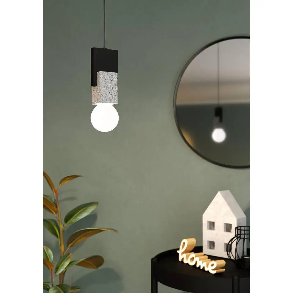 EGLO Lobatia Hanglamp - E27 - Hout - Zwart/Wit/Grijs