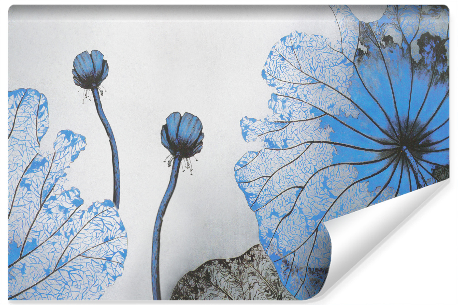 Fototapeta Do Salonu NIEBIESKIE Liście 3D 90x60cm