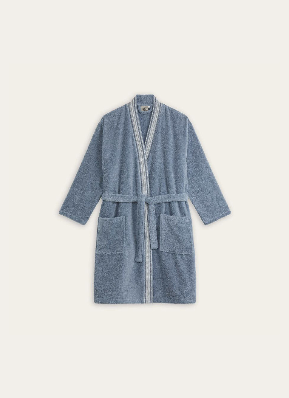 PEIGNOIR KIMONO à BANDE DÉCORATIVE BLEU