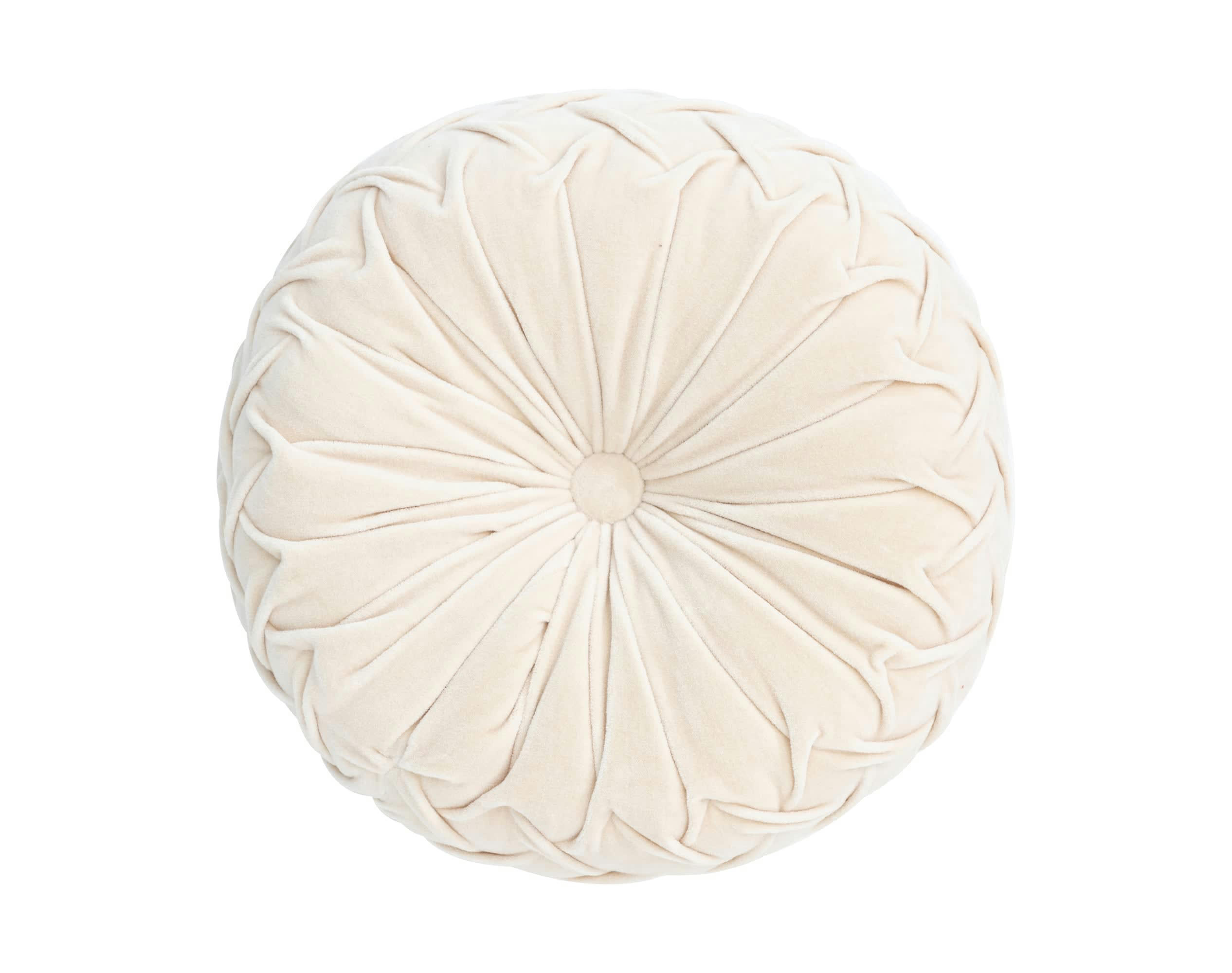 VELOURS ROND - Coussin beige en coton 35 cm