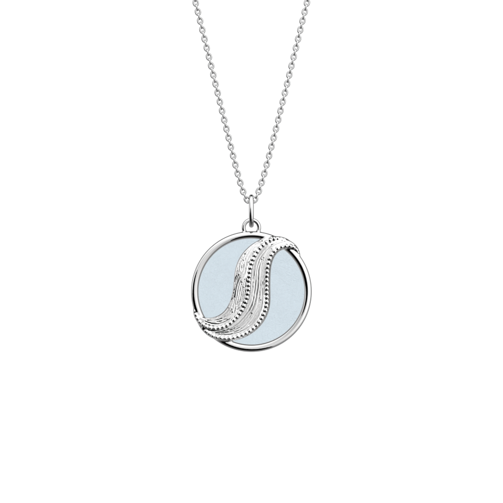 Collier Drapé, cuir réversible Disco / Cristal Bleu