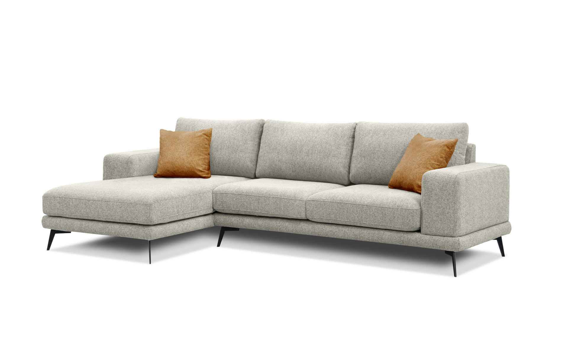 MEDIOLANE - Canapé d'angle gauche 4 places tissu beige