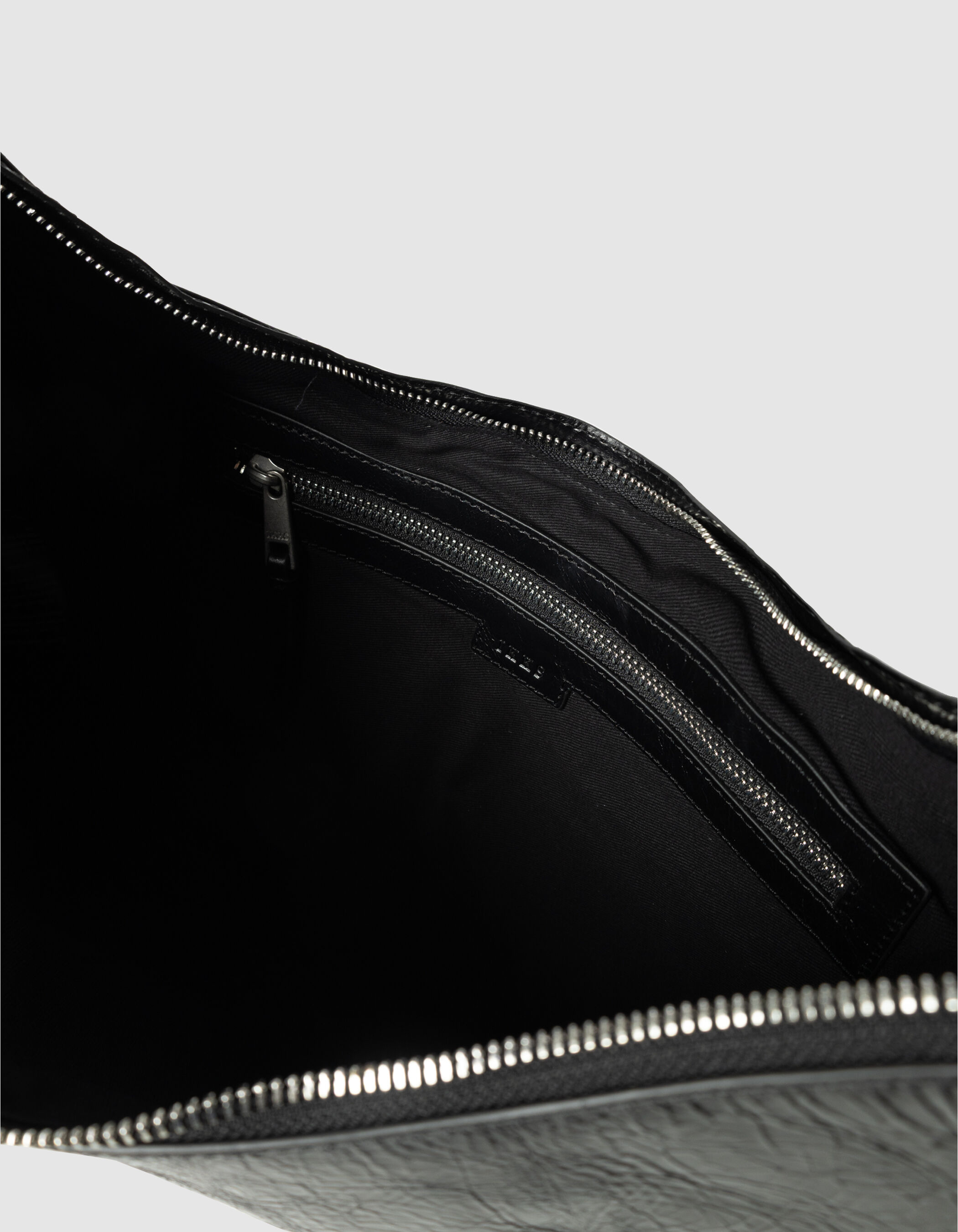Sac demi-lune noir cuir glacé Allane Femme