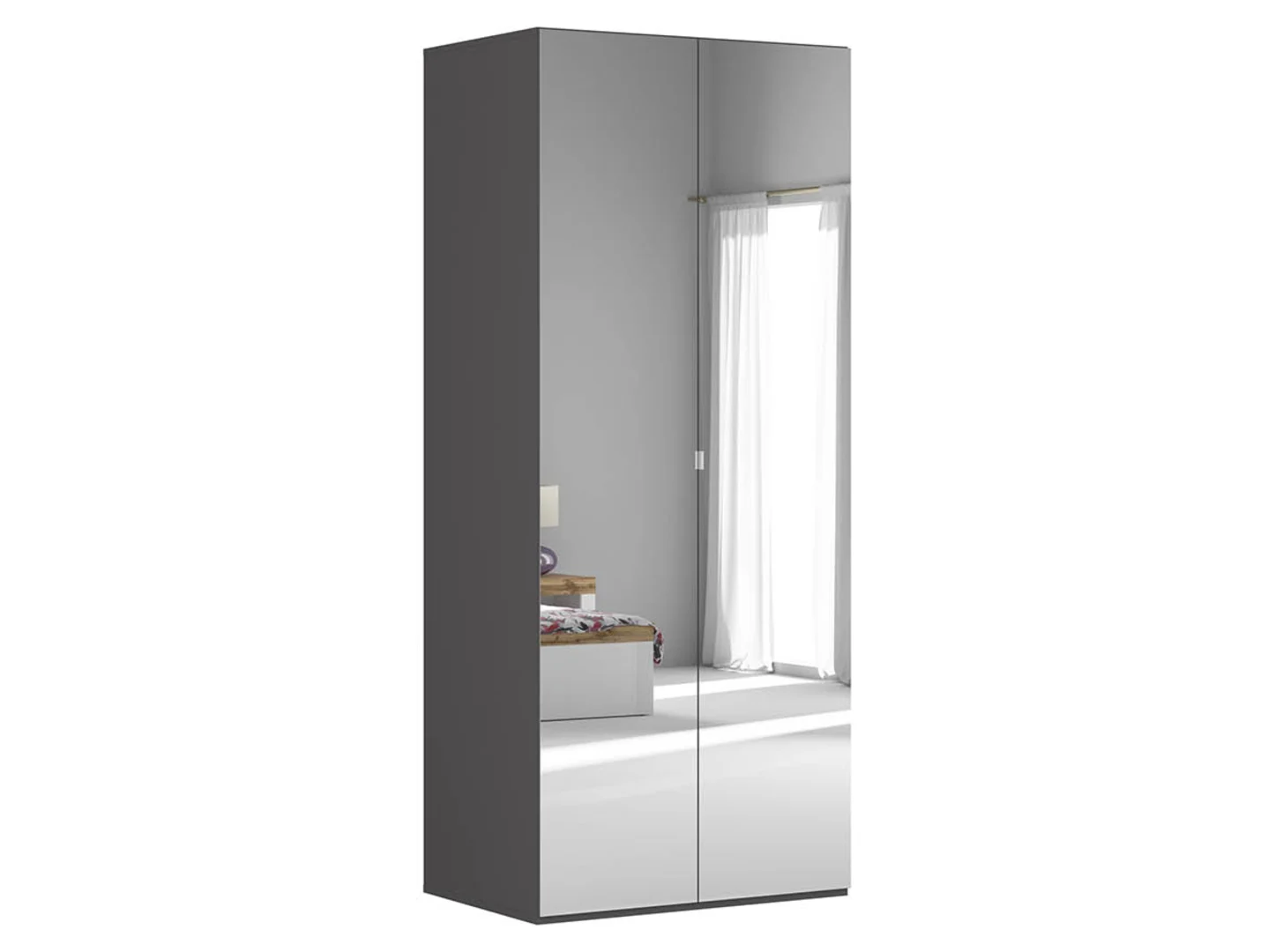 Szafa dwudrzwiowa Flex 100 cm z lustrem grafit