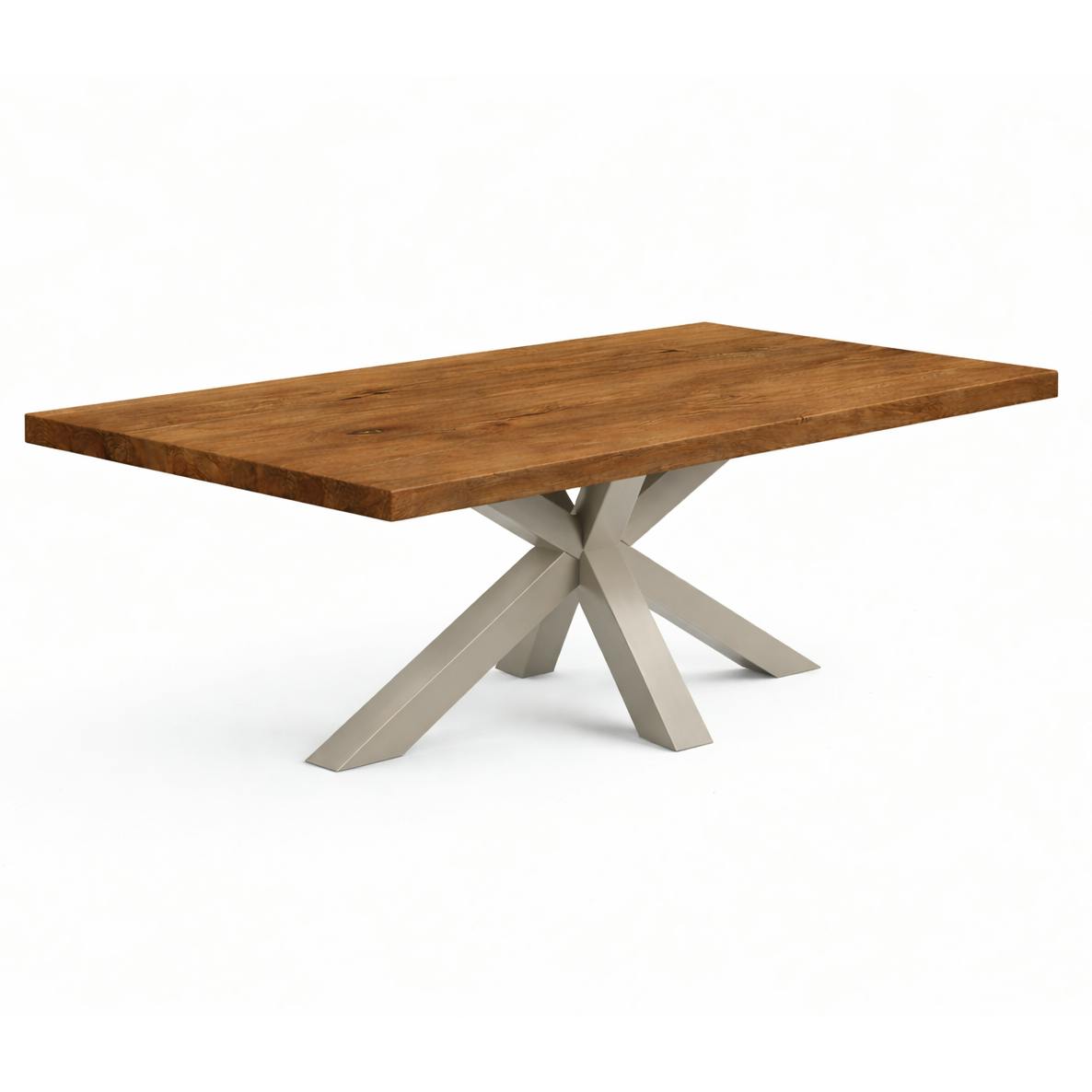 Table extensible bois brun bords droits pied grège 220 cm PALERME