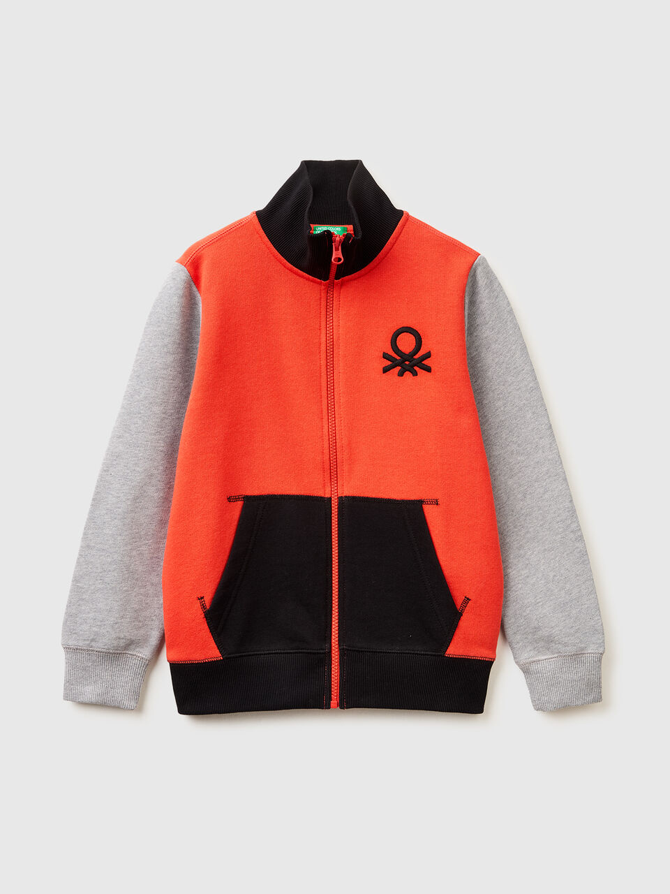 Pure cotton zip-up sweatshirt