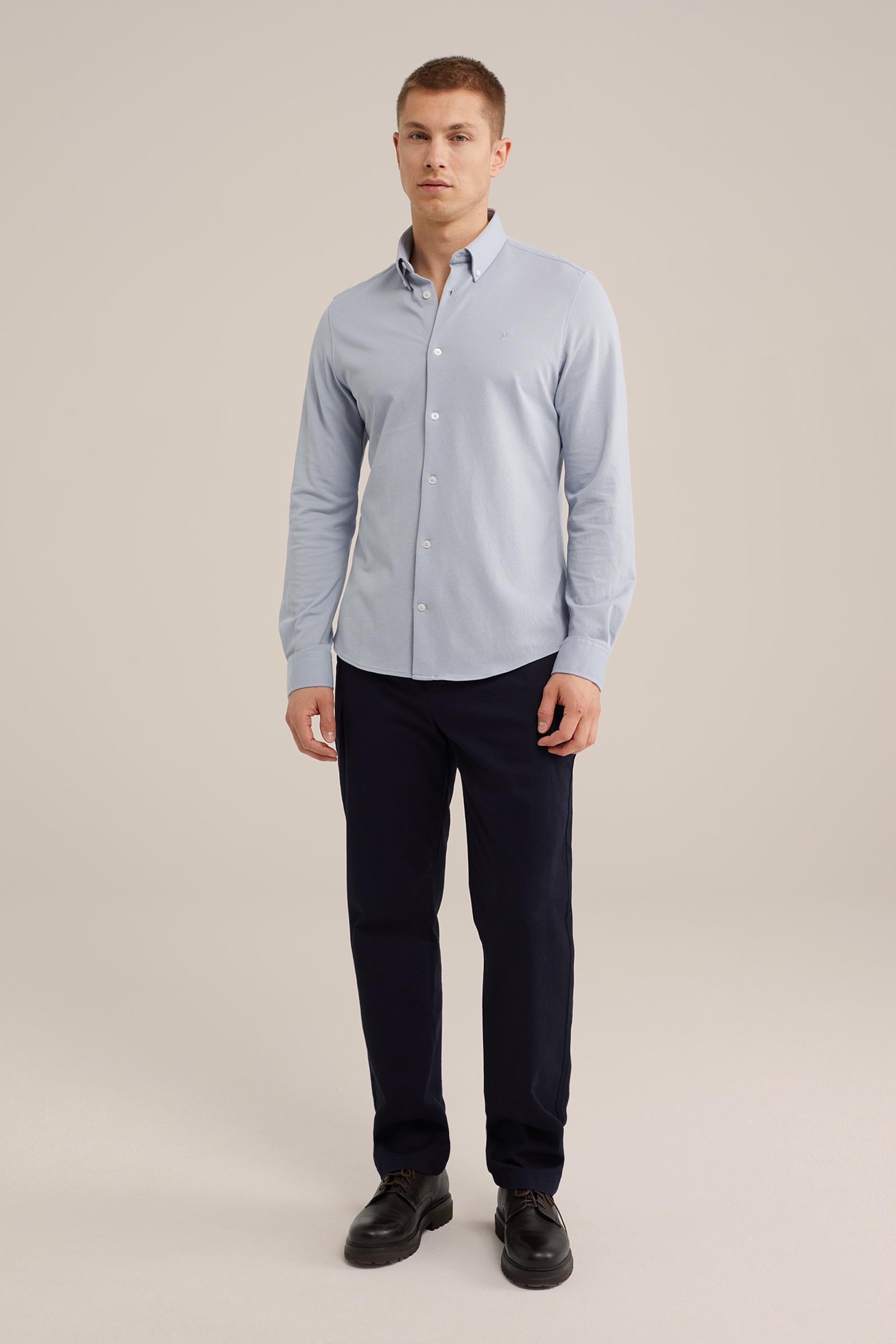 Heren Tall fit overhemd van piqu&eacute;jersey