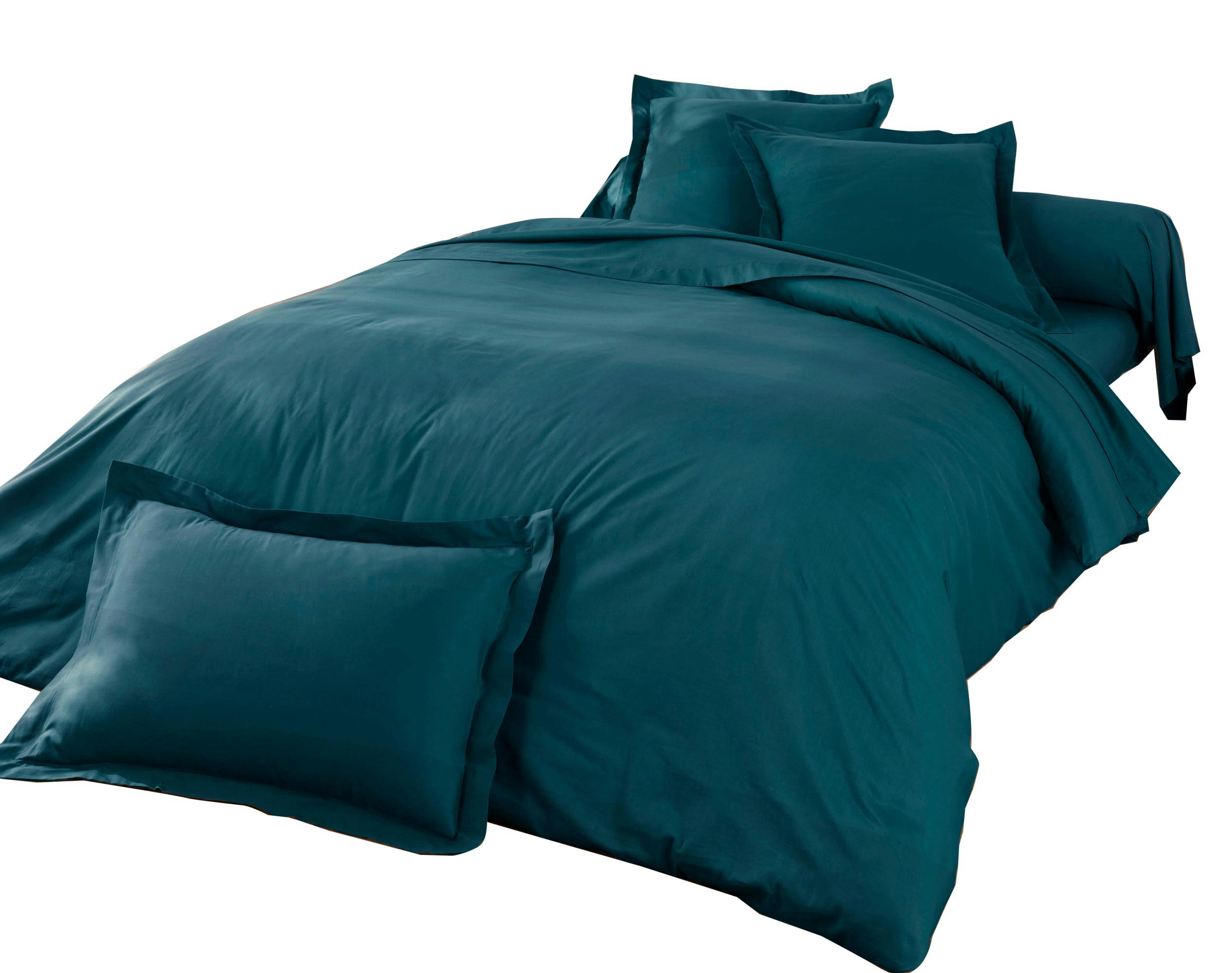 COTON - Housse de couette 240x220 vert émeraude en coton