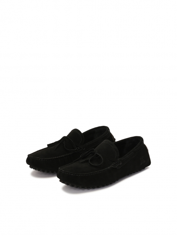 Men's suede moccasins on a lugged sole