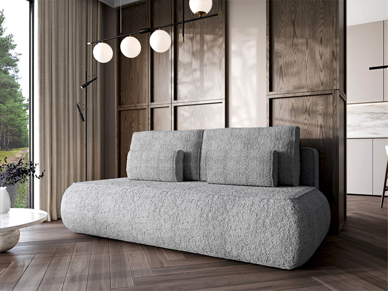 Sofa GAJA baranek boucle szara wygodna nowoczesna