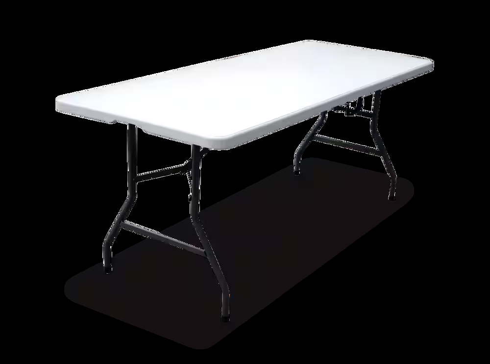 For Living 6-ft Portable Indoor/Outdoor Plastic & Metal Folding Table with Handle, White