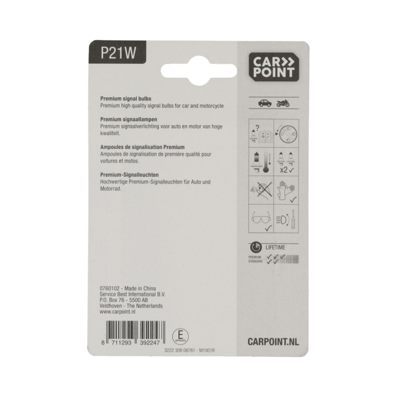 Ampoule Premium pour voiture P21W 12 V 2 pièces CARPOINT