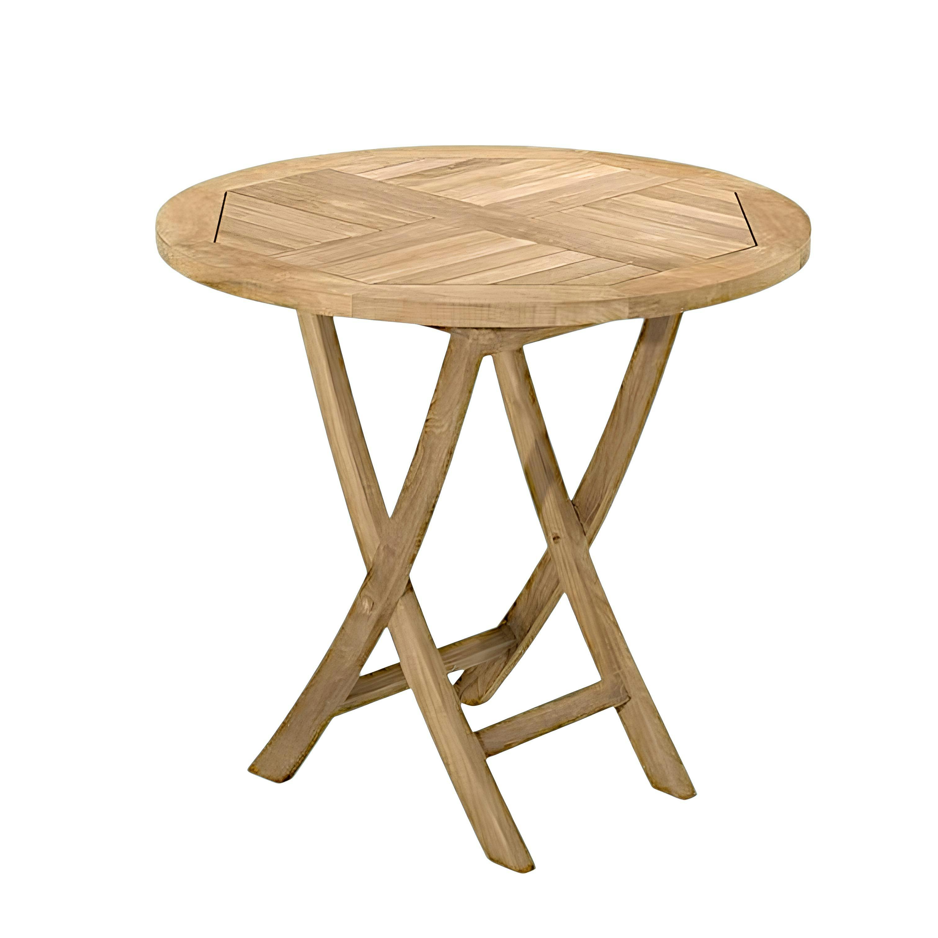 Table de jardin en Teck brut ronde pliante 80cm SUMMER