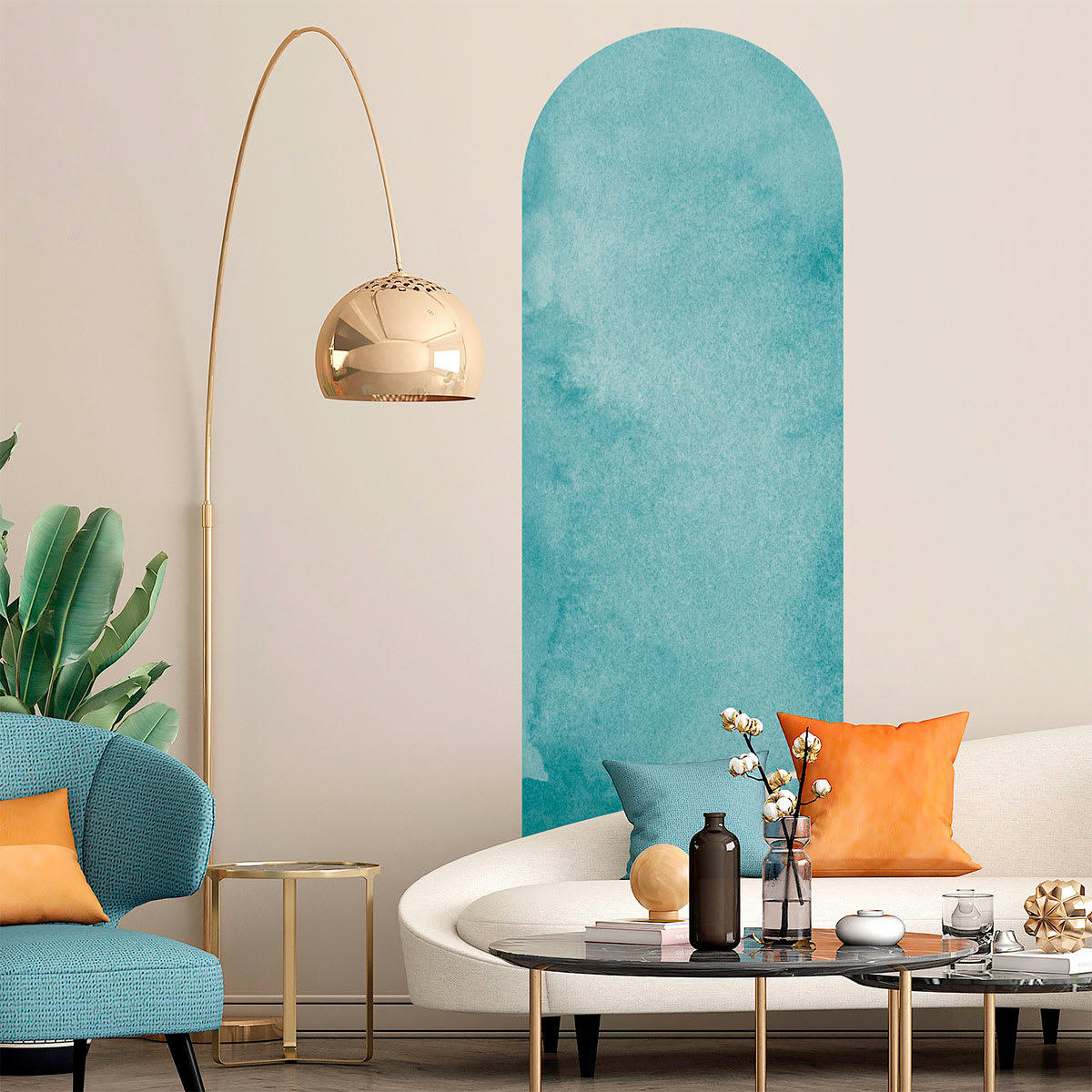 - Papier Peint arche bleu aquarelle 140x45cm