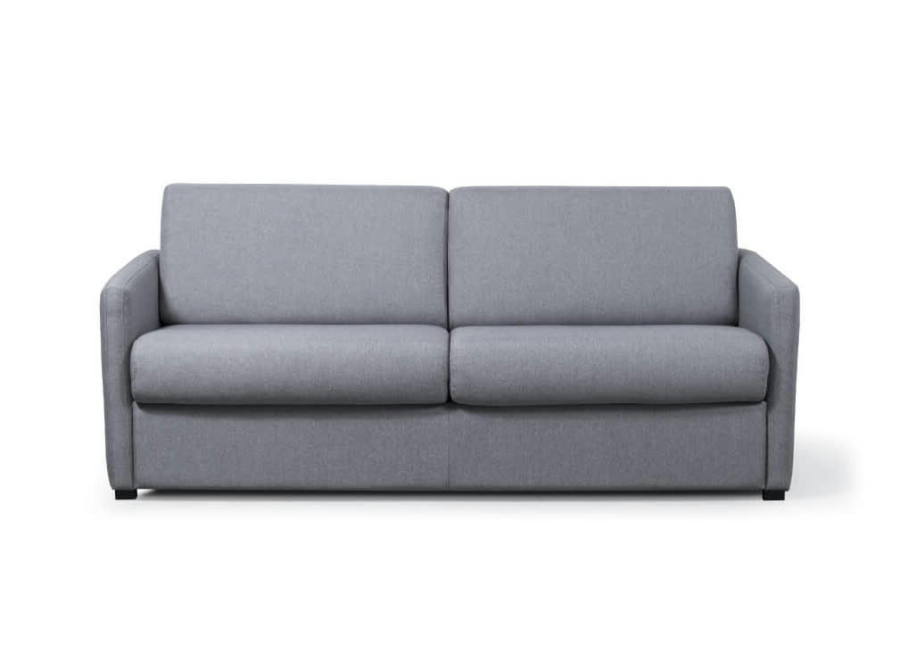 AGATHE - Canapé convertible express 3 places en tissu gris clair - 140x190cm