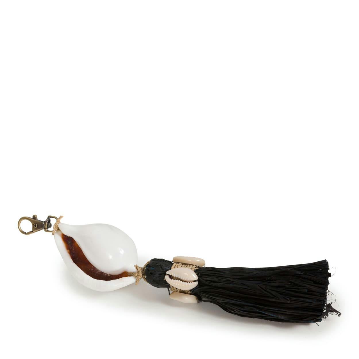KUBU - Porte-clés en coton et coquillage noir naturel