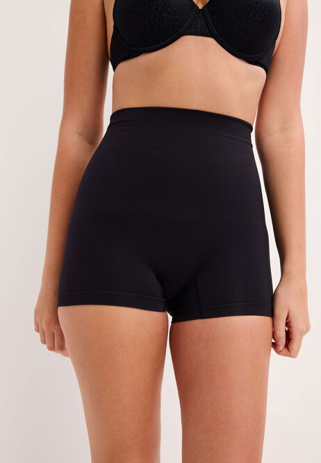 Womens Black High Waist Control Short Briefs