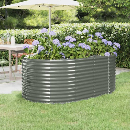 NNEVL Garden Planter Powder-coated Steel 175x100x68 cm Grey
