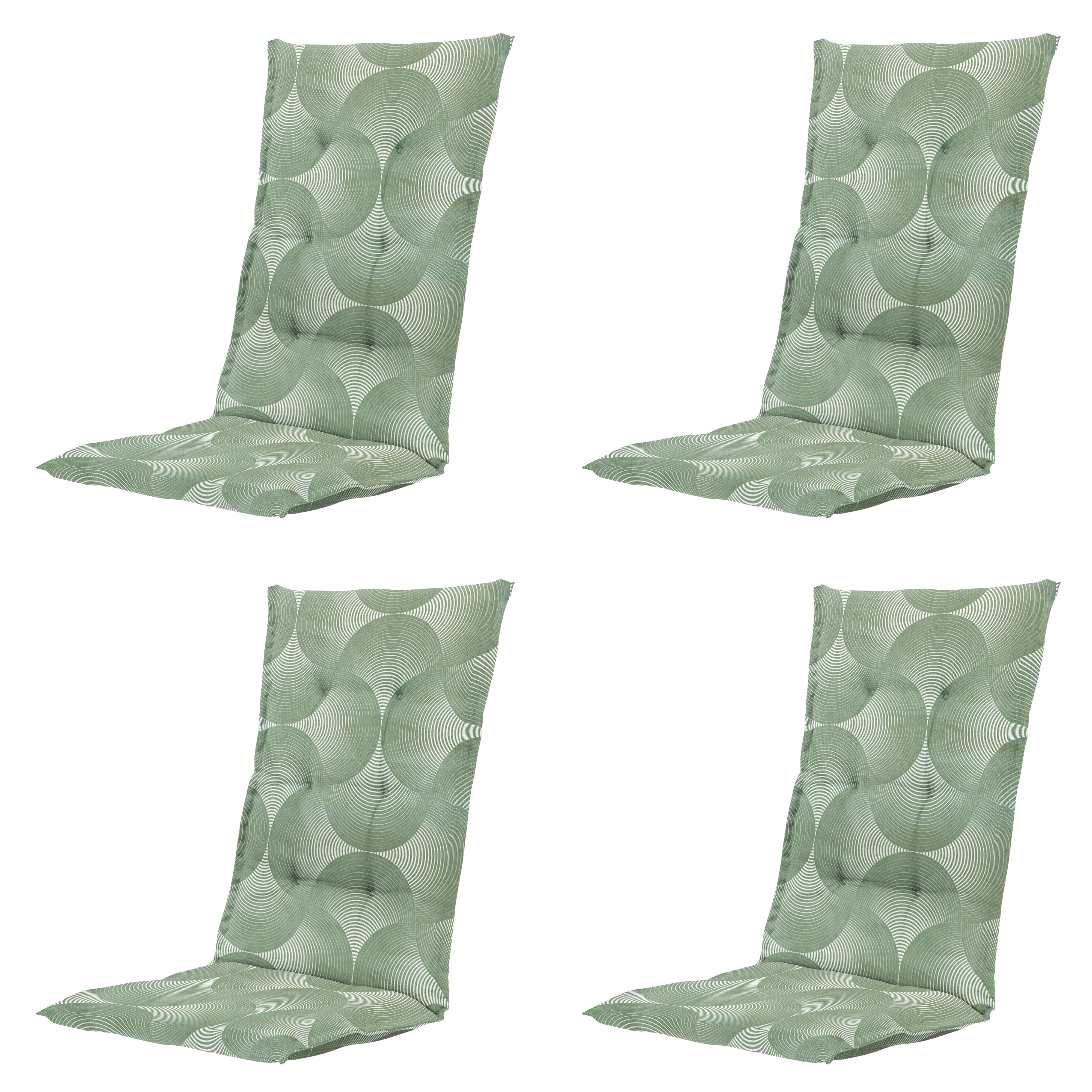 Madison tuinstoelkussen hoge rug Napels - groen - 123x50x5cm - set van 4