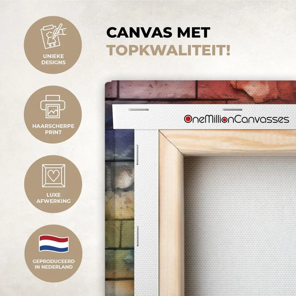 MuchoWow Canvas Schilderij 120x80cm Aap Graffiti Muziek