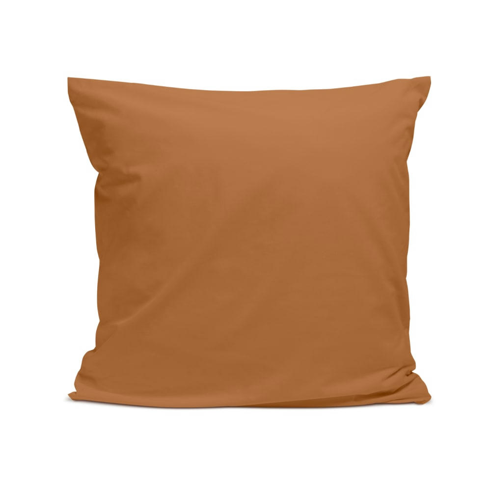 - Taie d'oreiller unie en percale de coton terracotta 65x65cm