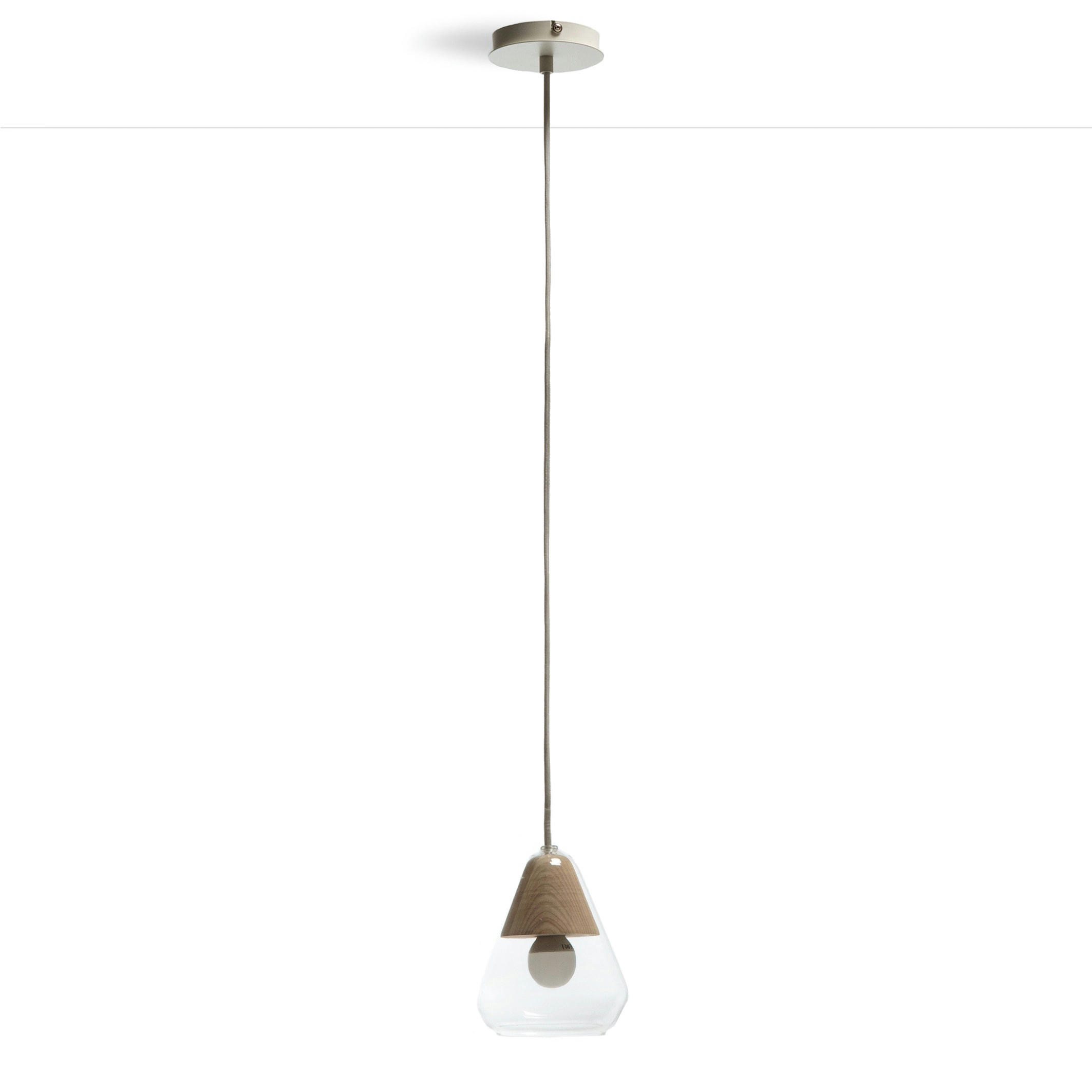 Suspension verre et bois Ø14 cm, Nasoa