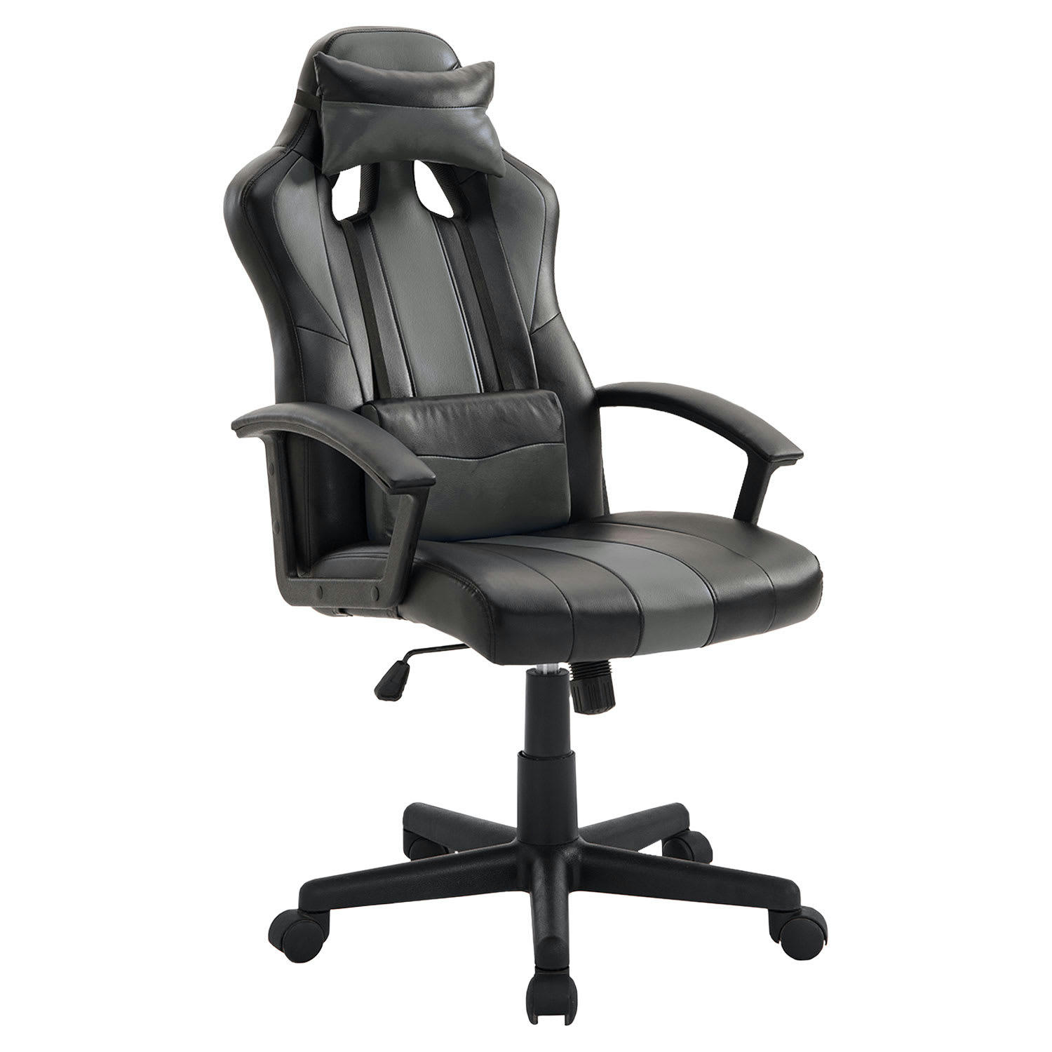 CRASH - Fauteuil de bureau gamer en simili cuir noir et gris